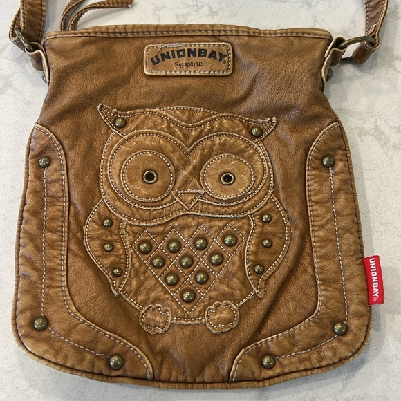 UNIONBAY Vintage Brown Owl Design Women's Crossbody Purse Faux Leather Bag Soft - Picture 2 of 14